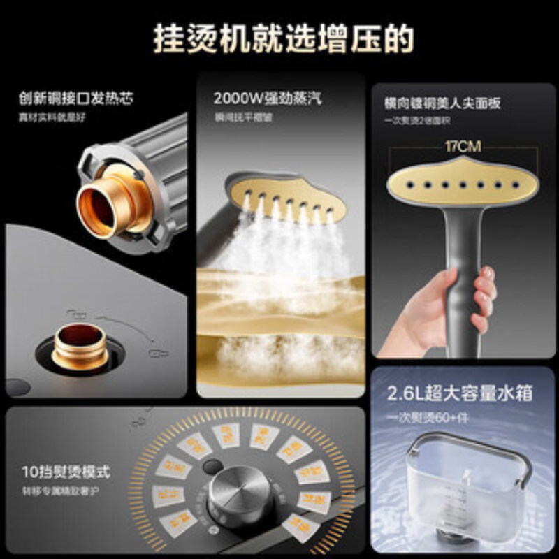 美的(Midea)创新升级挂烫机家用新款熨烫机小型手持立式大蒸汽电熨斗 YGD30S1高清大图
