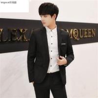 2020西服套装男三件套修身休闲西装职业商务正装外套新郎结婚礼 黑色（单件上衣） M