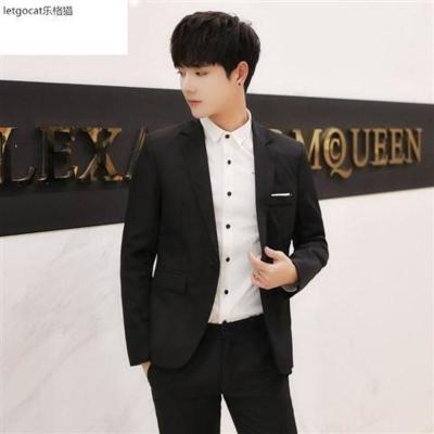 2020西服套装男三件套修身休闲西装职业商务正装外套新郎结婚礼 黑色（单件上衣） M