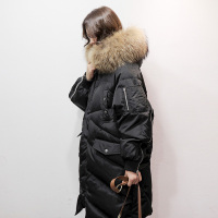 yaloo/雅鹿女中长款新款韩版正品时尚大码大毛领鸭绒外套羽绒服