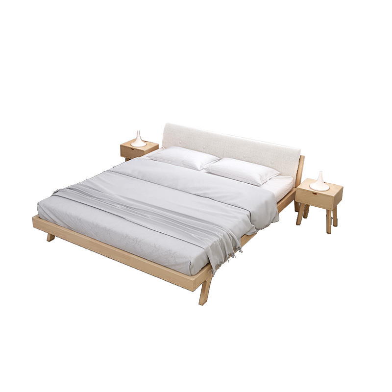 欧宝美北欧实木软靠双人床1.8M橡胶木胡桃色日式现代卧室家具高清大图