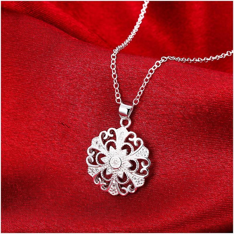 N861 Women Silver Necklace 镀纯银日韩复古配饰女水晶项链坠送女朋友七夕情人节礼物