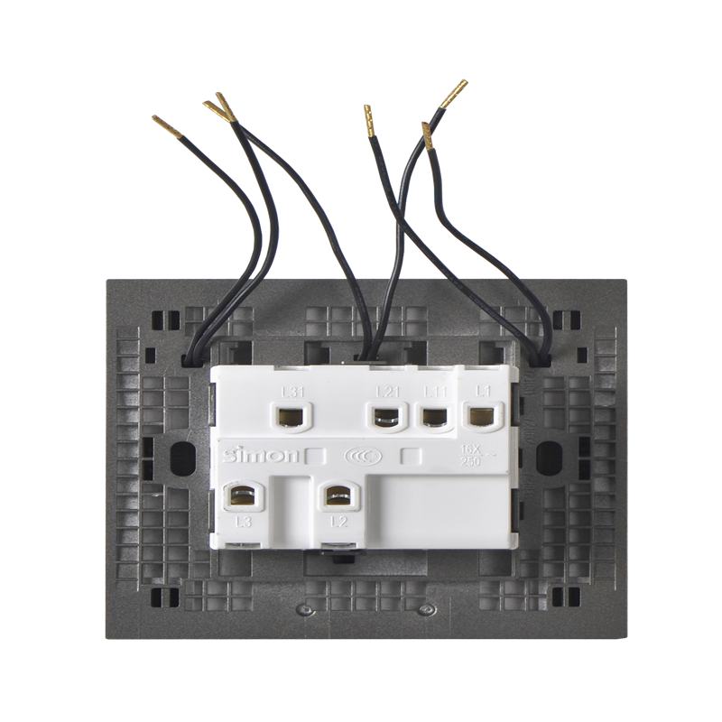 西蒙(simon) E6系列三位单极开关带LED指示灯 721033-61 荧光灰色
