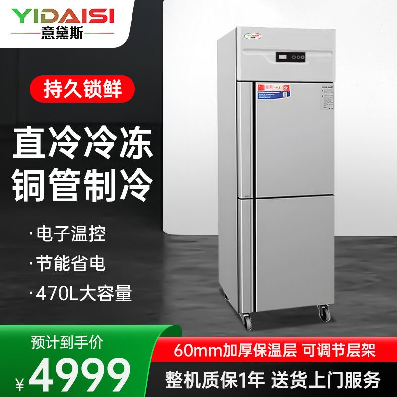 意黛斯(YIDAISI)商用立式二门冰箱冷柜 两门冷冻大容量冰柜 食堂酒店专用直冷冷冻款YDS-XJGZLLC-0.5D