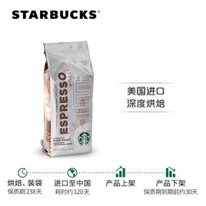 星巴克咖啡豆进口意式浓缩咖啡豆250g/包