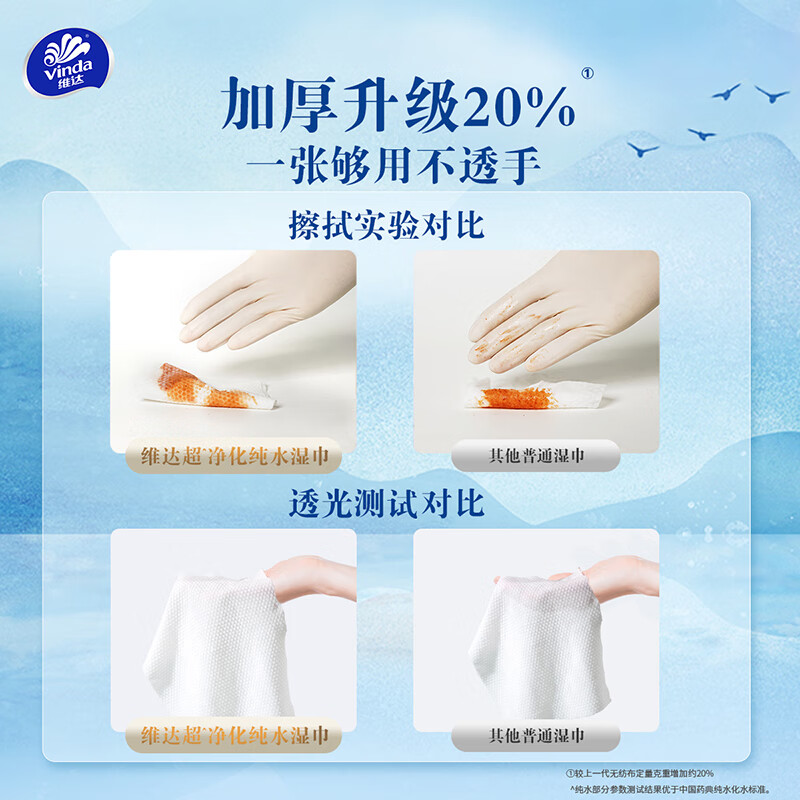 维达纯水湿巾80片*4包高清大图