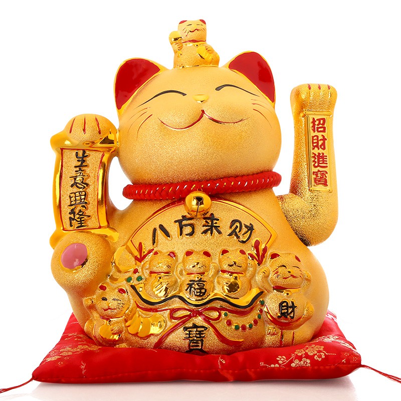 猫摆件 店铺开业礼品创意金色陶瓷发财猫电动摇手猫 三维工匠 『热卖』20cm彩金[生意兴隆]电动摇手猫猫高清大图
