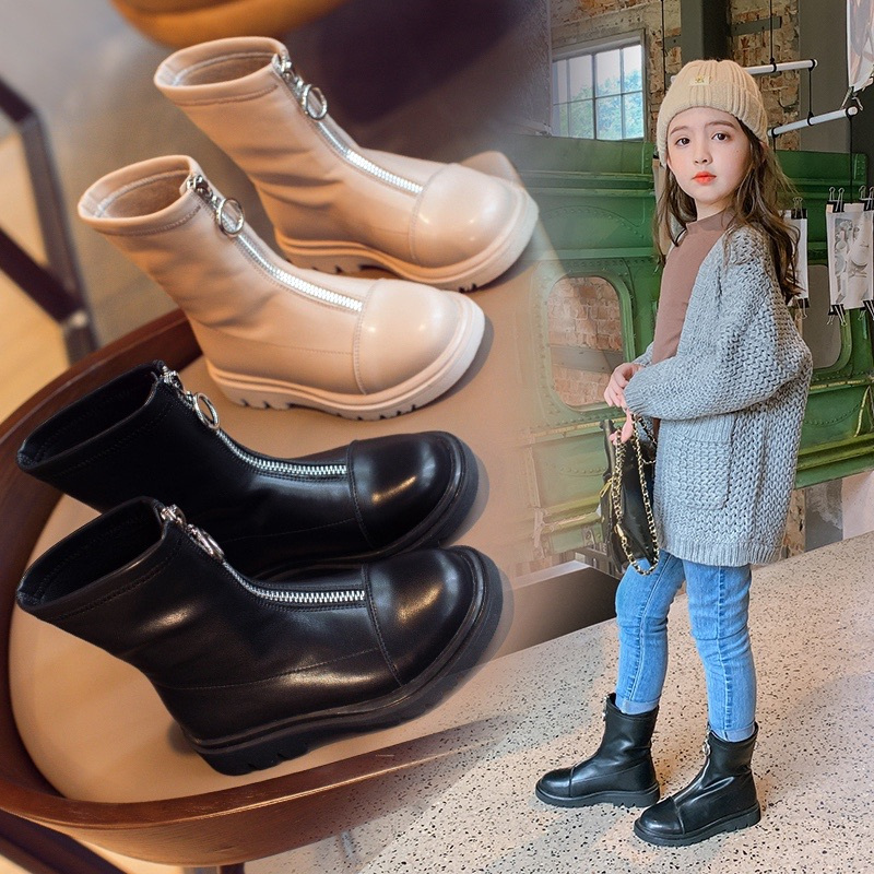 女童马丁靴单靴2020年春秋款英伦风童鞋黑色短靴防滑女孩儿童靴子视频