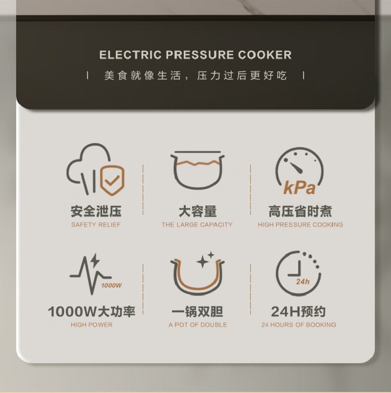 荣事达(Royalstar)多功能6L双胆电压力锅60-100A170(LB)H高清大图