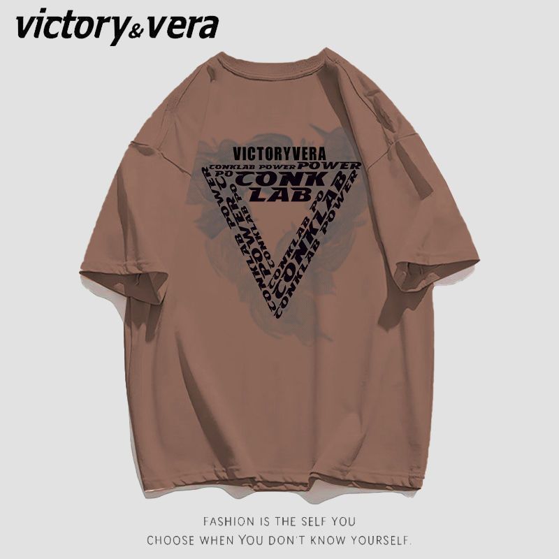 VICTORYVERA短袖t恤女2022夏季新款学生复古印花韩版宽松休闲上衣