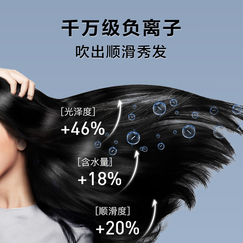 超人(SID)电吹风家用吹风机大功率负离子大风力速干低噪音便携吹风筒 DJ818 蓝色