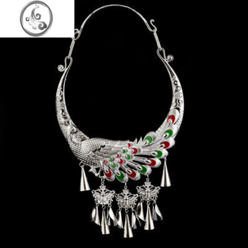 jimi新款苗族侗族彝族土家族演出服项链苗银头饰帽子项圈合金流苏银饰