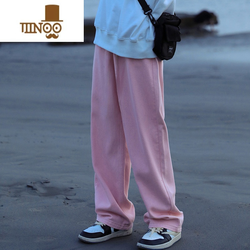 YANXU日系牛仔裤男2023新款夏季休闲长裤潮牌直筒宽松垂感阔腿裤子高清大图