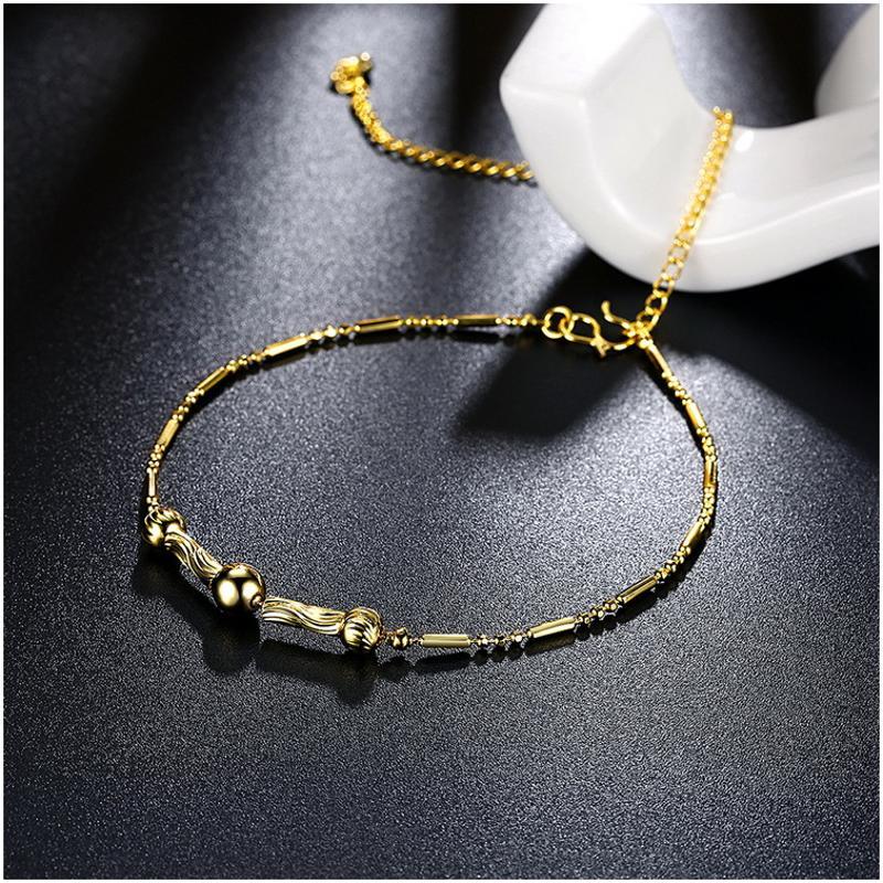 A053-A Women 18K yellow gold anklet jewelry 镀黄金色女脚链潮