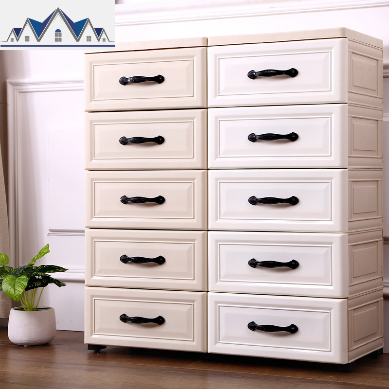 收纳柜子抽屉式夹缝收纳柜塑料储物柜衣服整理箱多功能家用五斗柜 三维工匠高清大图