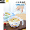 三维工匠带盖泡面碗麦片杯牛奶杯塑料保鲜盒早餐杯带把可微波饭盒 三分隔调味盒1000