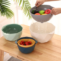 苏宁宜品 双层塑料洗菜盆篮子厨房神器多功能客厅家用水果盘洗水果菜篮
