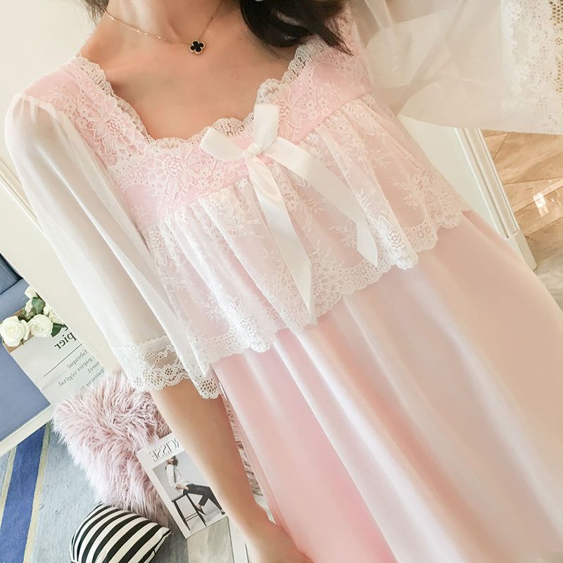 睡裙女夏季学生韩版可爱宽松夏蕾丝吊带睡衣女士性感公主风家居服