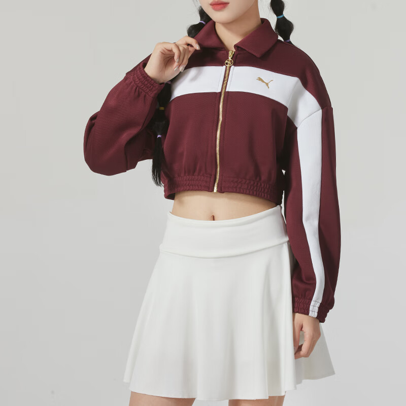 彪马(PUMA)女装新款时尚翻领拉链运动休闲短腰夹克外套633795-96 ZP