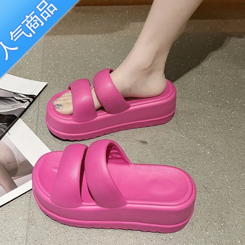 SUNTEK拖鞋女2023新款ins仙女风厚底松糕凉拖鞋网红时尚百搭踩屎感凉拖图片