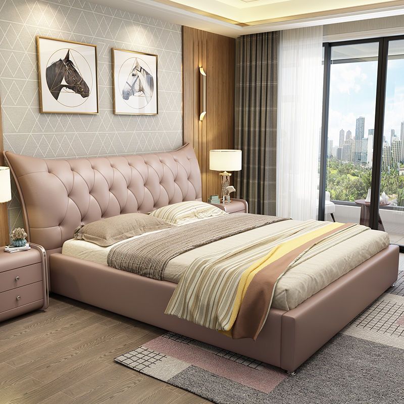 真皮床欧式简约现代双人床婚床15m榻榻米皮床18米主卧2米大床