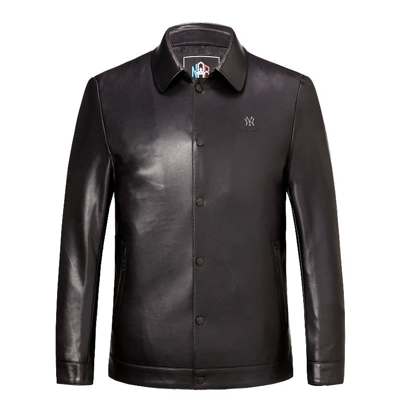 正品春秋装新款海宁山羊皮真皮皮衣男士夹克潮流新款帅气机车皮夹克外套羊皮皮衣男真皮外套潮短款翻领软皮夹克男装大码外套正品图片