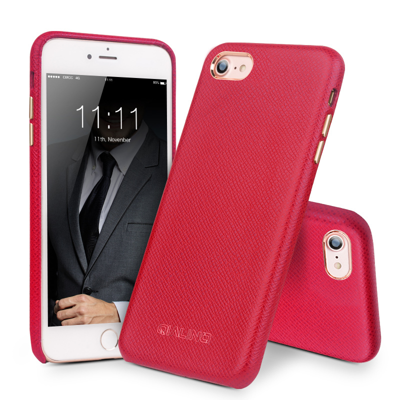苹果7plus手机壳保护套 真皮套商务防摔男女款 适用于iphone8/7plus 4.7英寸iphone7创想红色