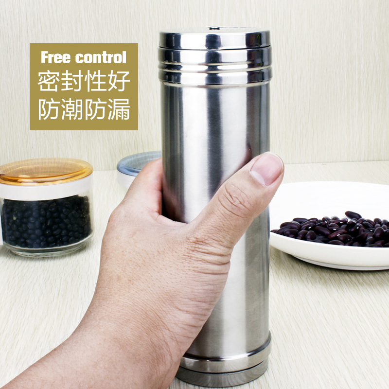 不锈钢调味罐烧烤调料瓶芝麻胡辣椒粉孜然粉瓶旋转式佐料撒料罐瓶 敬平 中号15厘米(旋转款)高清大图