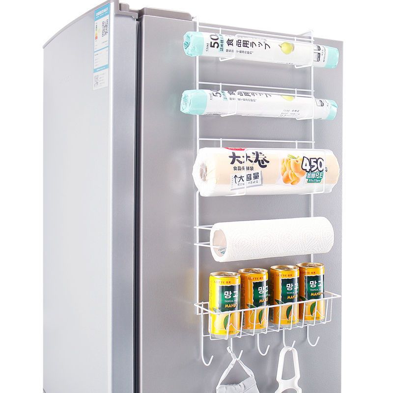 六层挂架+2个无痕贴 碧嘉嘉冰箱侧面置物架厨房挂架保鲜膜收纳神器冰箱挂架多层储物架