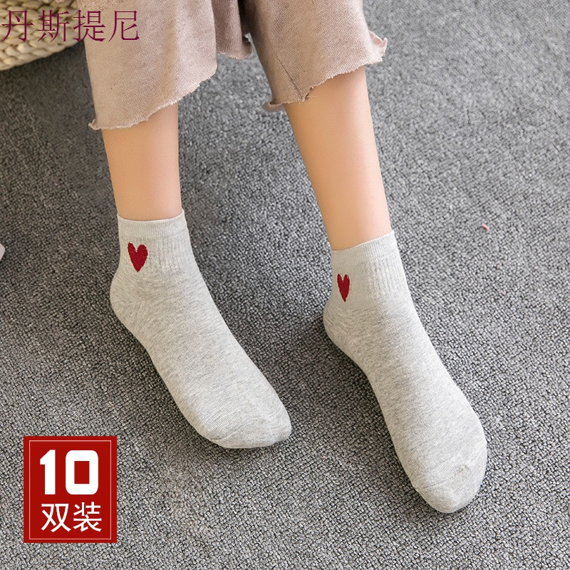 袜子女短袜夏季纯棉袜日韩风短筒棉袜白色女袜薄款运动防滑中筒袜