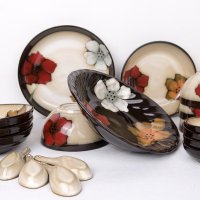 [玉泉]YUQUAN花语A20头中式炻器碗碟餐具套装 韩式陶瓷碗盘釉下彩家用 国产高淳陶瓷套装