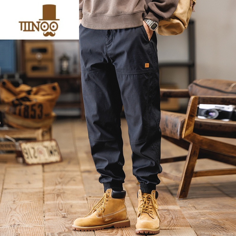 YANXU美式工装裤子男秋季潮牌宽松大码男士复古休闲束脚裤男裤2023新款高清大图