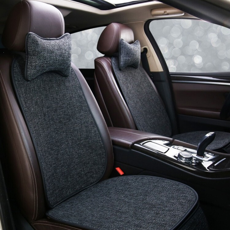 汽车坐垫单片四季通用车垫子透气座椅垫夏季后排亚麻车座垫套