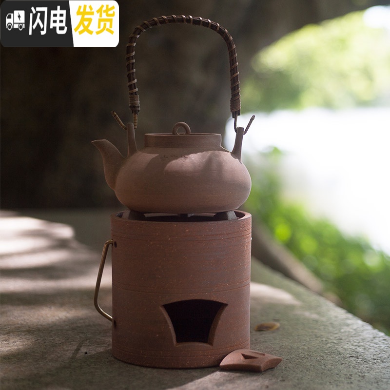 三维工匠茶具套装生铁内胆碳炉酒精炉炭炉煮茶炉功夫茶具风炉户外便携茶炉 双层夹棉壶袋高清大图
