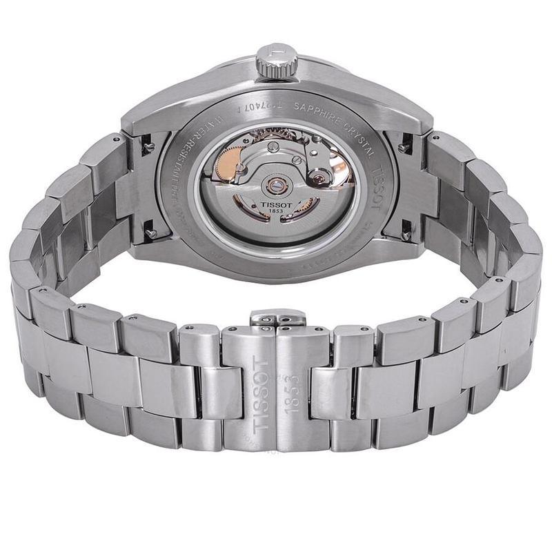 天梭tissotgentlemanpowermatic80自动银色表盘机械手表t