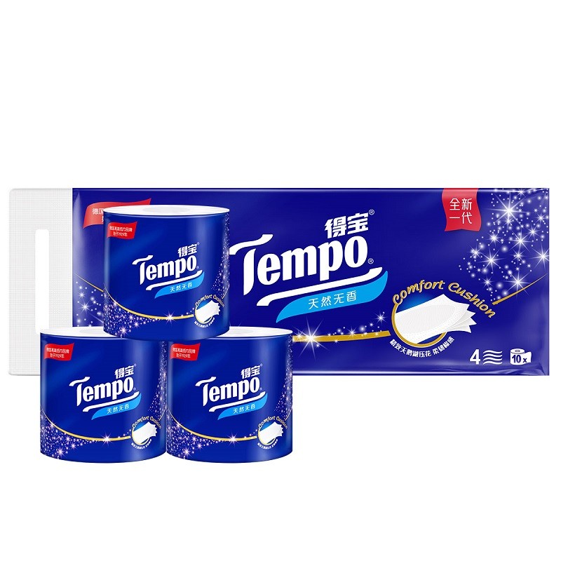 得宝Tempo得宝有芯卷纸4层加厚135g10卷单提实惠装手纸卷筒纸