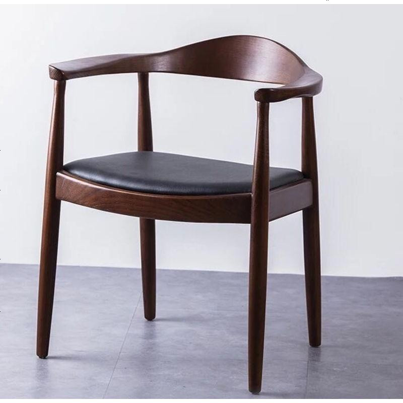 北欧实木圆形餐桌椅组合小户型家用美式创意大圆桌中餐厅桌洽谈桌 椅子款式二