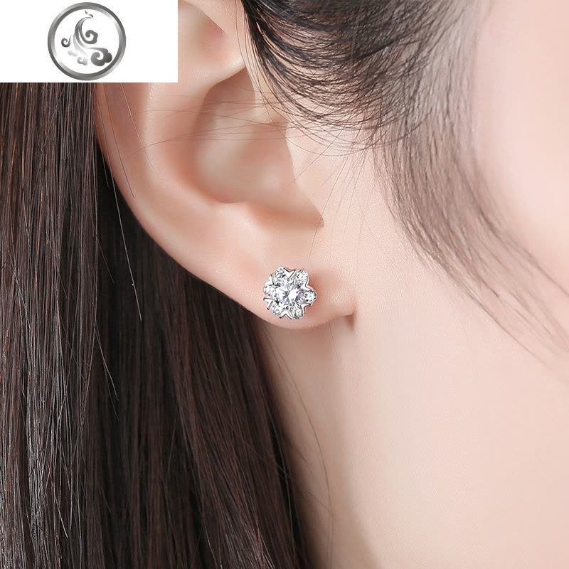 925纯银雪花耳钉女气质锆石耳环2019新款潮耳饰男简约小巧圣诞风 JiMi图片