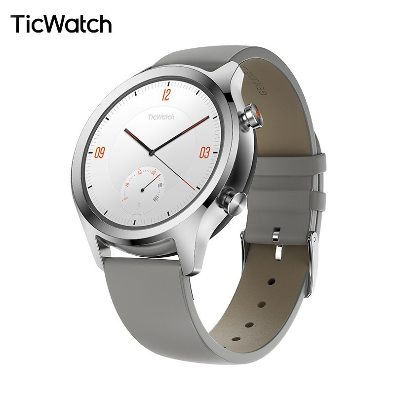 [TicWatch C2经典系列]北斗三星定位24小时心率NFC支付智能通知户外运动手表 苹果华为荣耀通用 星光银