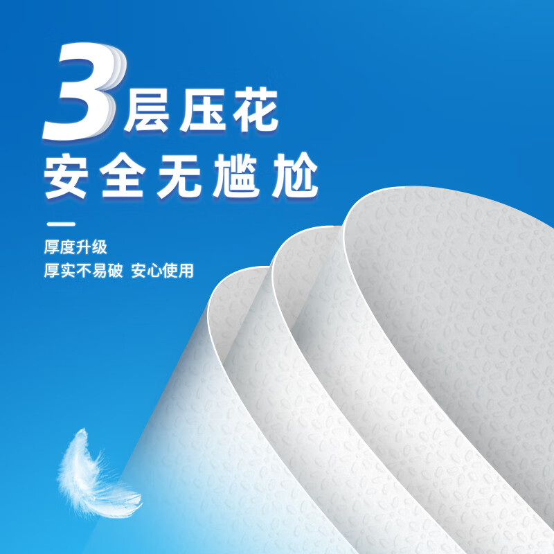 洁云卫生纸 4D溶+300张(3层)*12包 速溶压花平板纸 抽纸厕纸纸巾整箱高清大图