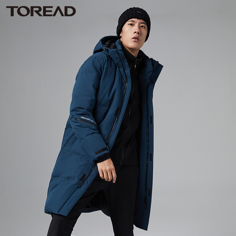 toread探路者长款过膝羽绒服男秋冬季户外羽绒外套加厚保暖鹅绒羽绒服