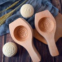 敬平(JING PING)立体凹底加深豆沙花样蒸馒头苏式月饼馍家用青团烘焙木质模具 包子形A榉木