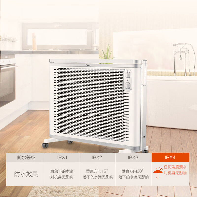 美的 Midea NDK20-18F 取暖器 2000瓦 电暖器取暖器烤火炉欧快对衡式防水式居浴两用温控功能高清大图