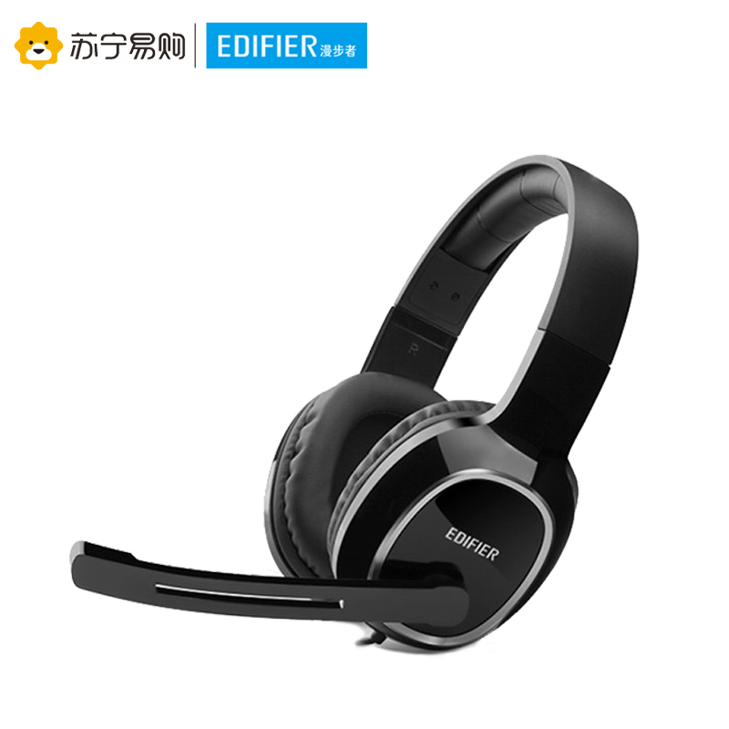 漫步者Edifier K815手机台式电脑头戴式吃鸡游戏3.5mm插孔有线耳机耳麦带话筒 黑色