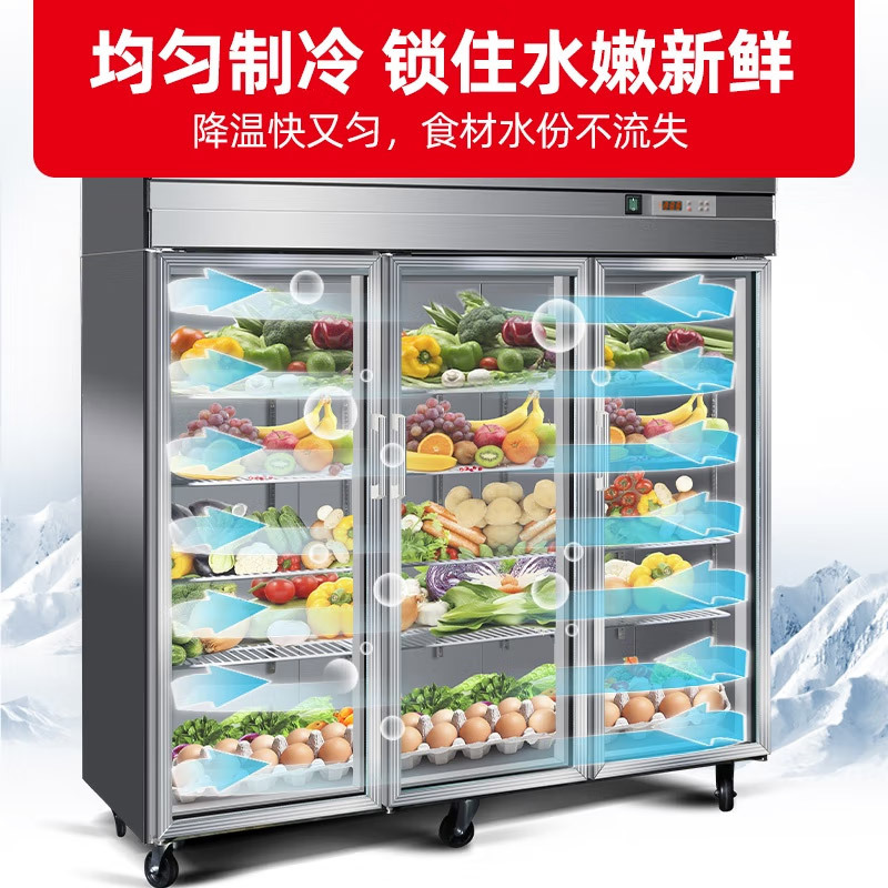 星星(XINGX)1229升商用三门厨房冰箱 全冷藏玻璃门展示冰柜 啤酒饮料鲜花保鲜柜BC-1300E
