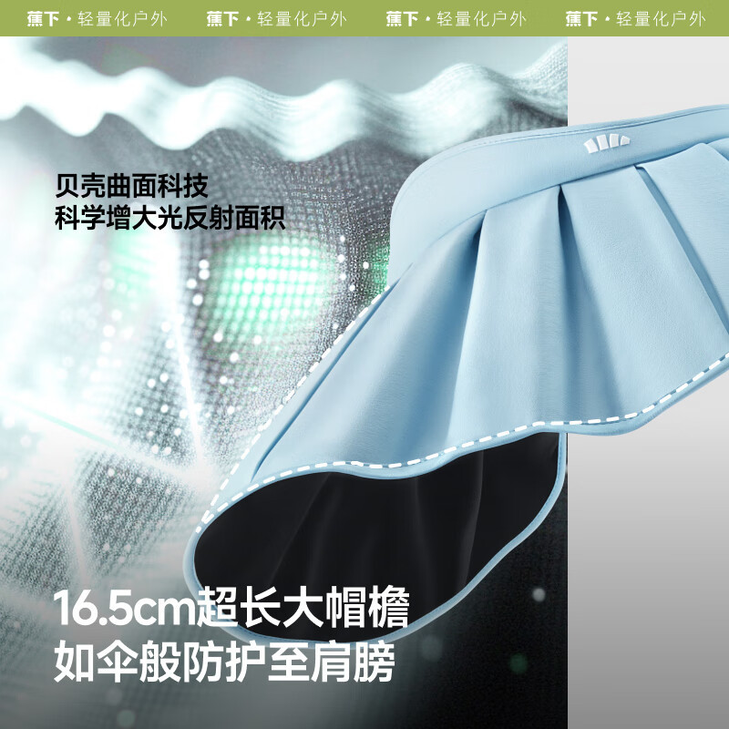 蕉下(beneunder)遮阳帽子黑胶贝壳防晒帽女防紫外线大檐太阳帽空顶帽BM532灰