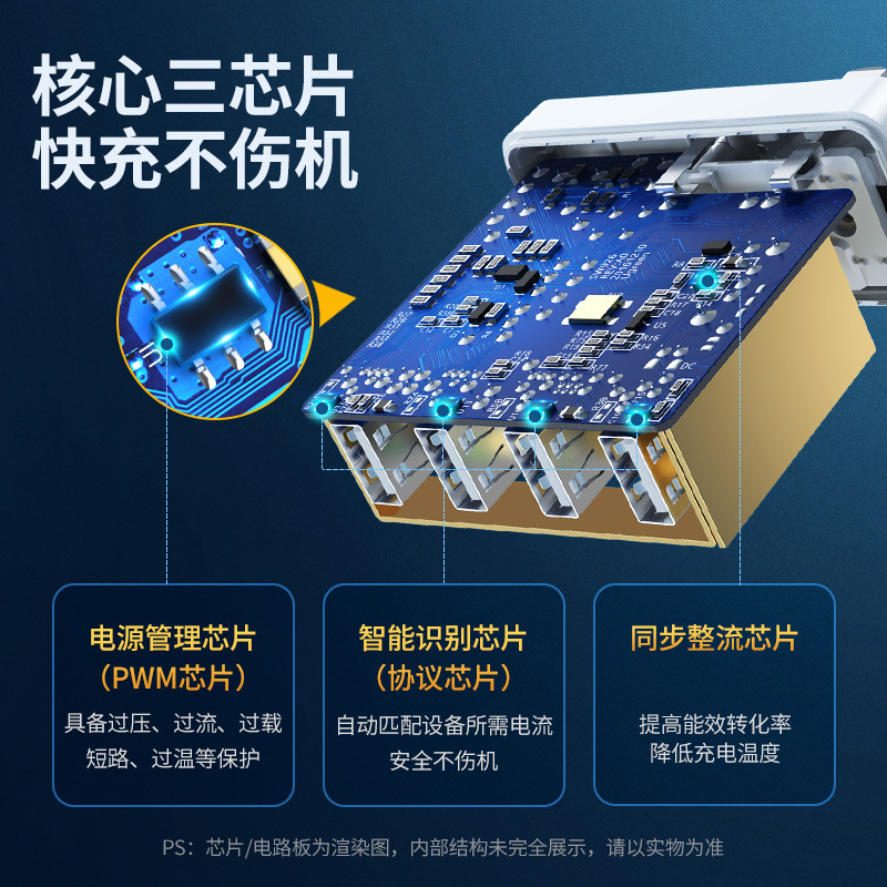 绿联多口USB充电器多孔安卓快充三头插三合一多功能插座多用个快速旅行多头4口三口|折叠款[6.8A四口快充]安全不伤电池