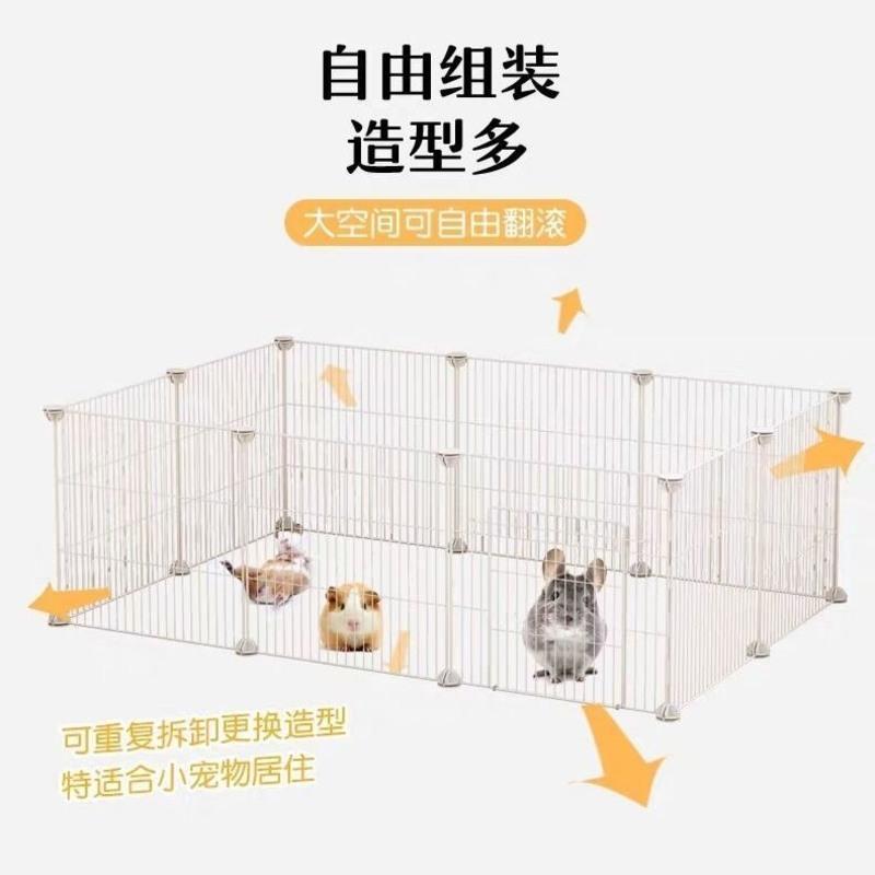 狗狗围栏室内家用小型犬栅栏泰迪兔子宠物隔离门护栏猫笼子防越狱 [普通款]白6片铁网[2色可选