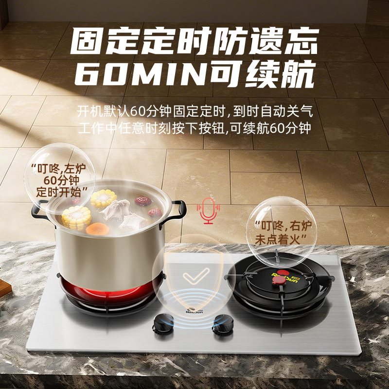 红日(RedSun) 一级能效EH009G不锈钢燃气灶双灶红外线聚能灶家用嵌入式台式天然气灶液化气灶(天然气)高清大图