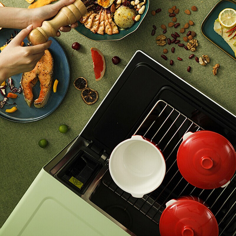 fagor法格电烤箱智能蒸烤箱一体机家用烘焙多功能小型复古蒸烤炉绿色